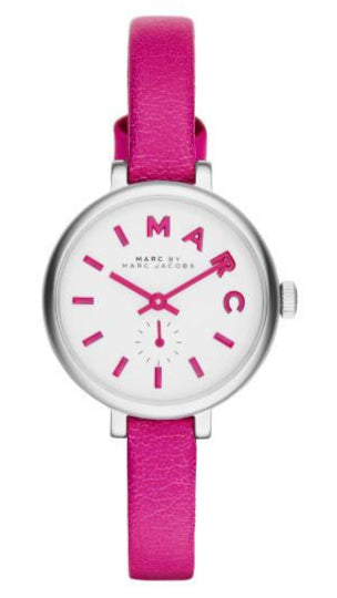 Marc Jacobs Sally White Dial Pink Leather Strap Watch for Women - MBM1353