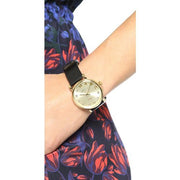 Marc Jacobs Baker Gold Dial Black Leather Strap Watch for Women - MBM1399