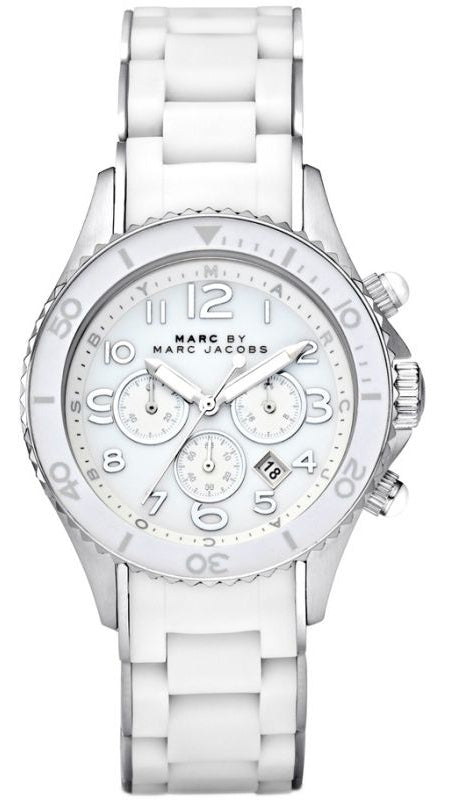 Marc Jacobs Rock White Dial White Silicone Strap Watch for Women - MBM2545