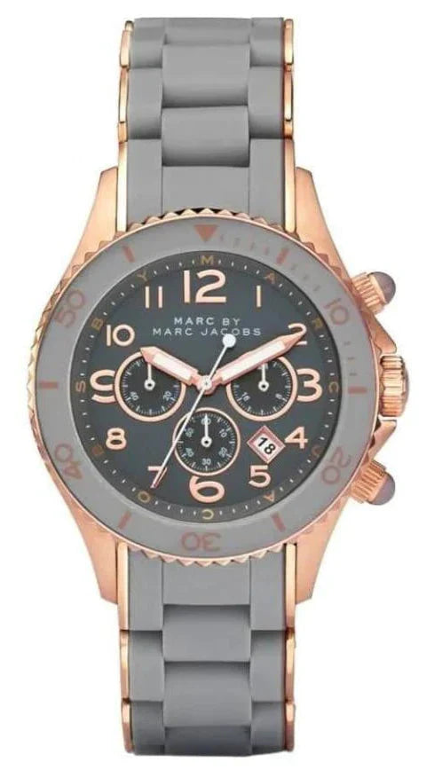 Marc Jacobs Rock Chronograph Grey Dial Grey Silicone Strap Watch for Women - MBM2550