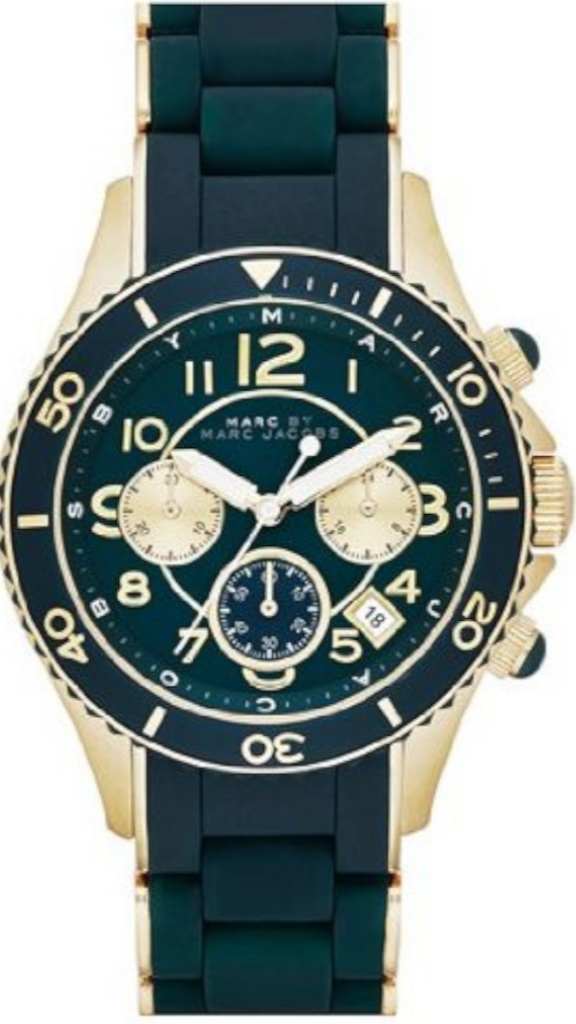 Marc Jacobs Rock Chronograph Green Dial Green Silicone Strap Watch for Women - MBM2597