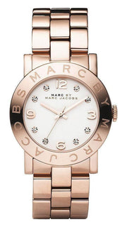 Marc Jacobs Amy White Dial Rose Gold Steel Strap Watch for Women - MBM3077