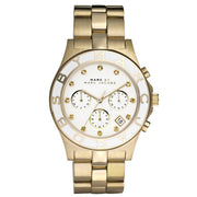 Marc Jacobs Blade Chronograph White Dial Gold Steel Strap Watch for Women - MBM3081