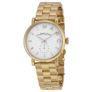 Marc Jacobs Baker White Dial Gold Steel Strap Watch for Women - MBM3243