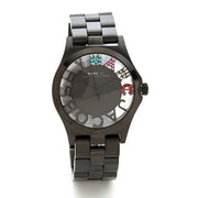 Marc Jacobs Henry Skeleton Black Dial Black Steel Strap Watch for Women - MBM3265