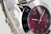 Marc Jacobs Amy Red Dial Silver Steel Strap Watch for Women - MBM3333