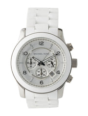 Michael Kors Oversize White Dial White Steel Strap Watch for Men - MK8108