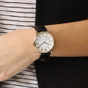 Marc Jacobs Roxy White Dial Black Leather Strap Watch for Women - MJ1537