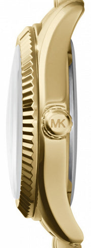 Michael Kors Lexington Quartz Pink Dial Gold Steel Strap Watch For Women - MK3270