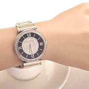 Michael Kors Catlin Black Dial Rose Gold Steel Strap Watch for Women - MK3339