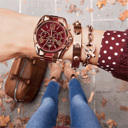 Michael Kors Bradshaw Burgundy Dial Two Tone Steel Strap Watch for Women - MK6270
