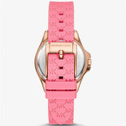 Michael Kors Mini Pilot Quartz Rose Gold Dial Pink Silicone Strap Watch For Women - MK7375