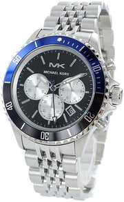 Michael Kors Bayville Chronograph Black Dial Silver Steel Strap Watch For Men - MK8749