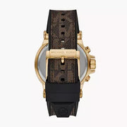 Michael Kors Dylan Chronograph Black Dial Brown Rubber Strap Watch For Men - MK8904