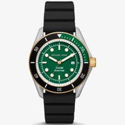 Michael Kors Maritime Analog Green Dial Black Silicone Strap Watch for Men - MK9158