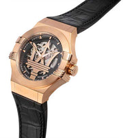 Maserati Potenza Automatic Skeleton Black Dial Black Leather Strap Watch For Men - R8821108039