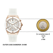 Guess Athena White Dial White Rubber Strap Watch For Women - GW0030L3