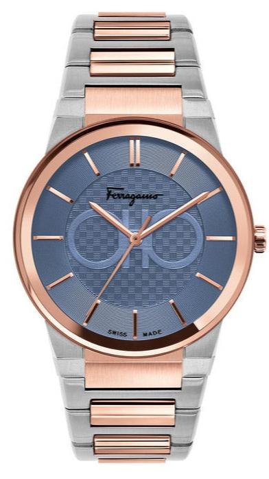 Salvatore Ferragamo Sapphire Blue Dial Two Tone Steel Strap Watch for Men - SFHP007-20