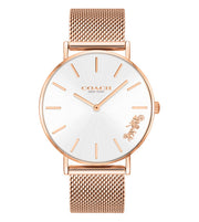 Coach Perry White Rose Gold Mesh Bracelet Watch for Women - 14503126