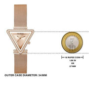 Guess Fame Diamonds Rose Gold Dial Rose Gold Mesh Bracelet Watch for Women - GW0508L3