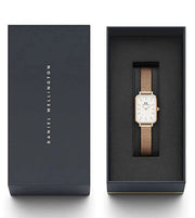 Daniel Wellington Quadro Melrose White Dial Gold Mesh Strap Watch For Women - DW00100431