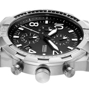 Fossil Bronson Chronograph Black Dial Silver Steel Strap Watch for Men - FS5710
