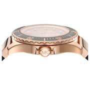 Michael Kors Everest Analog Rose Gold Dial Black Silicone Strap Watch For Women - MK7358