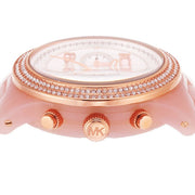 Michael Kors Runway Chronograph White Dial Pink Steel Strap Watch for Women - MK7424