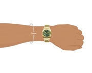 Guess Trend Analog Green Dial Gold Steel Strap Watch For Men - GW0624G2