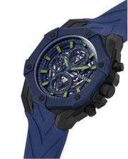 Guess Formula Multifunction Blue Dial Blue Silicone Strap Watch For Men - GW0579G3