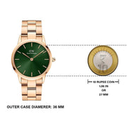 Daniel Wellington Iconic Link Emerald Green Dial Rose Gold Steel Strap Watch For Women - DW00100419