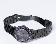 Marc Jacobs Amy Purple Dial Black Steel Strap Watch for Women - MBM3224