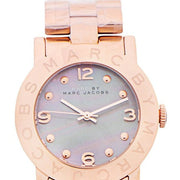 Marc Jacobs Amy Mother of Pearl Black Dial Rose Gold Steel Strap Watch for Women - MBM8610