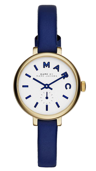 Marc Jacobs Sally White Dial Blue Leather Strap Watch for Women - MBM1354