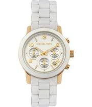 Michael Kors Runway Chronograph White Dial White Steel Strap Watch for Women - MK5145