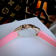 Michael Kors Mini Pilot Quartz Rose Gold Dial Pink Silicone Strap Watch For Women - MK7375