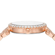 Michael Kors Parker Three-Hand Mother of Pearl White Dial Rose Gold Steel Strap Watch For Women - MK4695