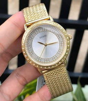 Guess Willow Two Tine Dial Gold Mesh Bracelet Watch For Women - W0836L3