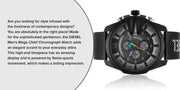 Diesel Mega Chief Chronograph Black Dial Black Mesh Bracelet Watch For Men - DZ4514
