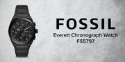 Fossil Everett Chronograph Black Dial Black Steel Strap Watch for Men - FS5797