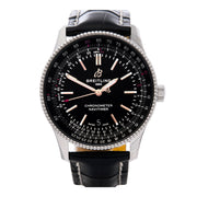 Breitling Automatic 41mm Black Dial Black Leather Strap Watch for Men - A17326241B1P1