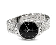 Omega De Ville Prestige Co-Axial Black Dial Silver Steel Strap Watch for Men - 424.10.40.20.01.001