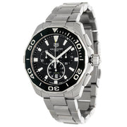 Tag Heuer Aquaracer Quartz Chronograph Black Dial Silver Steel Strap Watch for Men - CAY111A.BA0927
