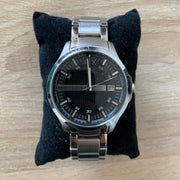 Armani Exchange Hampton Chronograph Black Dial Silver Steel Strap Watch For Men - AX2103