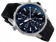 Hugo Boss Globetrotter Chronograph Black Dial Black Silicone Strap Watch for Men - 1513820