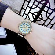 Michael Kors Mini Pilot Quartz Gold Dial Gold Steel Strap Watch For Women - MK7366