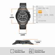 Armani Exchange Drexler Chronograph Black Dial Black Steel Strap Watch For Men - AX2601