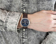 Maserati Epoca Chronograph Blue Dial Brown Leather Strap Watch For Men - R8871618001