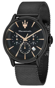 Maserati Epoca Chronograph Black Dial Black Mesh Strap Watch For Men - R8873618013