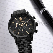 Maserati Epoca Chronograph Limited Edition Black Dial Black Steel Strap Watch For Men - R8873618020